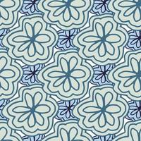 blauwe bloemen naadloze patroon. abstract kant bloemen eindeloos behang. lijn kunst. vector