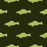 eenvoudige vis doodle sieraad naadloze patroon. hand getrokken oceaan dierlijke silhouetten. vector