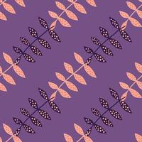creatieve tak naadloze patroon op lila achtergrond. eenvoudige botanische achtergrond. vector
