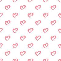 eenvoudig geometrisch roze harten naadloos patroon op witte achtergrond. vector