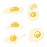 zet gebakken ei op een witte achtergrond. gezonde maaltijd verschillende formaten in doodle. vector