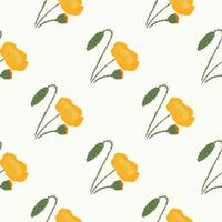 geïsoleerd eenvoudig bloemen naadloos patroon. papaver oranje silhouetten op witte achtergrond. vector