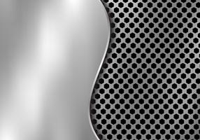 Abstracte zilveren metaalachtergrond die van hexagon patroontextuur wordt gemaakt met het ijzer van het krommingsblad. Geometrische zwart en wit.