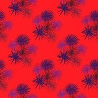 helder naadloos patroon met tropische zee-egels. paarse exotische silhouetten op rode achtergrond. vector
