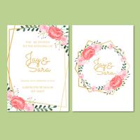 Bruiloft uitnodiging sjabloon met bloemen vector