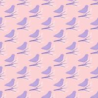 pastel paars schattig vogel ornament naadloze doodle patroon. roze achtergrond. dieren vliegende print. vector