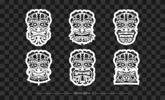 Polynesië masker patroon set. de omtrek van het gezicht of masker van een krijger. Polynesische, Hawaiiaanse of Maori patronen. sjabloon om af te drukken, t-shirt of tatoeage. vectorillustratie. vector