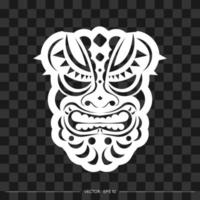 totem in de vorm van een gezicht gemaakt van patronen. de omtrek van het gezicht of masker van een krijger. Polynesische, Hawaiiaanse of Maori patronen. voor t-shirts en prints. vector