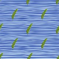 plantkunde naadloze doodle patroon met groene rozemarijn twijgen. blauw gestreepte achtergrond. ingrediënt vormen. vector