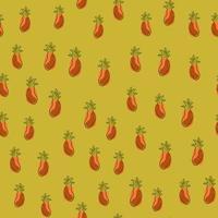 creatief naadloos patroon met kleine ananas silhouetten print. groene achtergrond. tropische voedselafdruk. vector