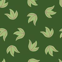 minimalistische naadloze patroon met doodle eenvoudige blad bush willekeurig ornament. groen palet kunstwerk. vector