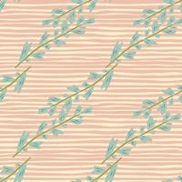 abstracte blad tak naadloze patroon op strepen. vintage bloemenachtergrond. ontwerp voor stof, textielprint, verpakking, keukentextiel. vector