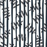 zwarte tak naadloze patroon op streep achtergrond. Scandinavisch bloemenornament. eenvoudige botanische achtergrond. vector