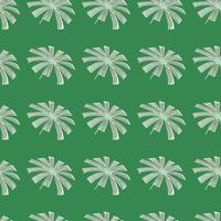 grijze abstracte palm licuala blad ornament naadloze patroon. helder groene achtergrond. natuur gebladerte print. vector