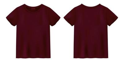 unisex bordeauxrode kleur t-shirt mock-up. t-shirt ontwerpsjabloon. vector