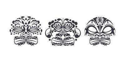 set maskers met patroon van Maori en Polynesische cultuur. gezicht tribale Polynesische tattoo-stijl. handgemaakt. vector