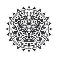 angstaanjagende maskers in het Polynesische inheemse ornament. Polynesisch tattoo-ontwerpmasker. geïsoleerde vectorillustratie vector