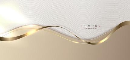 sjabloon abstracte elegante bruine golf gebogen vorm laag met gouden lint lijnen op witte achtergrond vector