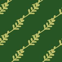 bloei naadloos patroon met diagonale botanische takken ornament. groene achtergrond. eenvoudige doodle-stijl. vector