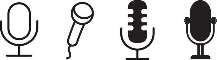 microfoon pictogrammen instellen. variant microfoon icoon. karaoke microfoon. podcast-microfoon. web- en mobiele pictogrammen. vector illustratie