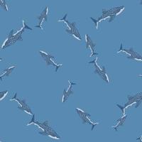 walvishaai naadloos patroon in scandinavische stijl. zeedieren achtergrond. vectorillustratie voor kinderen grappige textiel. vector