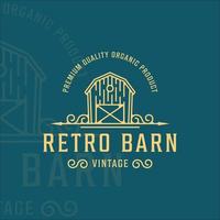 retro schuur logo lijn kunst vector illustratie sjabloon pictogram grafisch ontwerp. boerderij vee teken of symbool voor professionele boer en bedrijf met vintage typografie stijl