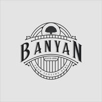 banyan tree logo vintage vector illustratie sjabloon pictogram ontwerp met retro-stijl typografie concept