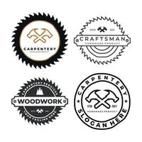 timmerwerk set logo badge icoon vector