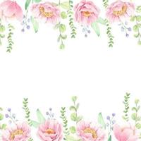 aquarel roze pioen bloem boeket vierkante banner achtergrond vector