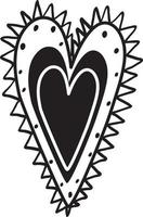 doodle hart met spikes geïsoleerd vector