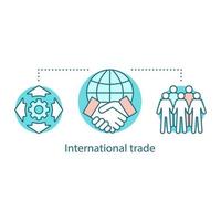 wereldhandel concept icoon. internationaal partnerschap. internationale betrekkingen en samenwerking idee dunne lijn illustratie. wereldwijde distributie. vector geïsoleerde overzichtstekening