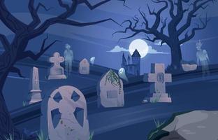 begraafplaats grafsteen halloween compositie vector