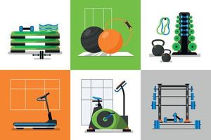 sportschool fitness ontwerp gekleurde concept set vector