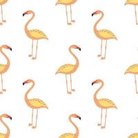 geïsoleerd naadloos patroon met beige gekleurde flamingoornament. witte achtergrond. exotische dierentuin achtergrond. vector