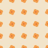 minimalistische stijl naadloos patroon met oranje eenvoudige bloemvormen. grijze lichte achtergrond. natuur afdrukken. vector
