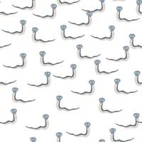 wildlife naadloze doodle patroon met kleine blauwe geïsoleerde slangen silhouetten. witte achtergrond. eenvoudige stijl. vector