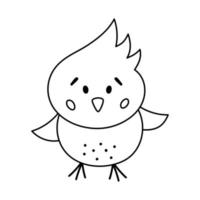 vector zwart-wit grappige chick pictogram. schets lente, pasen of boerderij vogeltje illustratie of kleurplaat. schattige kip geïsoleerd op een witte achtergrond.