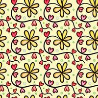 gele aquarel harten n bloemen valentijn patroon vector
