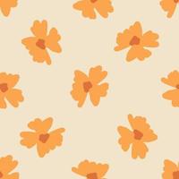 zomer naadloos patroon met handgetekende bloemen oranje knop print. lichtgrijze achtergrond. vector