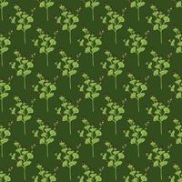 botanisch naadloos patroon met groene wilde bloemenvormen. donkere achtergrond. bloemen botanische print. vector