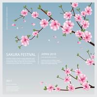 Japan Sakura Flower met bloeiende bloemen vectorillustratie vector