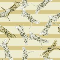 eenvoudig cartoon naadloos patroon met willekeurige tijgersvormen. beige gestreepte achtergrond. safari handgetekende afdrukken. vector