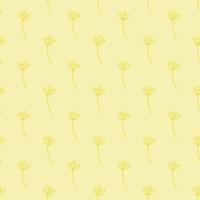 natuur tuin naadloze patroon met gele omtrek dille paraplu vormen. pastelkleurige achtergrond. vector