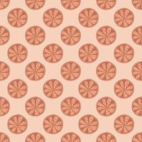 organisch naadloos patroon met kleine stukjes sinaasappel. roze achtergrond. vitamine eenvoudige stijl sieraad. vector