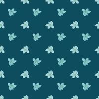 vintage naadloos patroon met blauwe kleine orchideebloemvormen. marineblauwe donkere achtergrond. vector