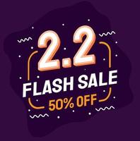 flash sales korting banner promotie sjabloon. 2.2 verkooppromotie vector