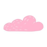 wolk geïsoleerd op een witte achtergrond. cartoon schattige wolk roze kleur in doodle. vector