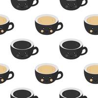koffie naadloos patroon met vrolijk gezicht vector