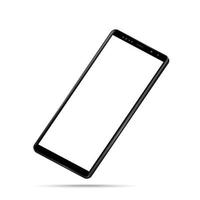 moderne realistische perspectief zwarte smartphone. smartphone met rand zijstijl, 3D-vectorillustratie van mobiele telefoon. vector