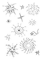 vuurwerk hand getrokken, vectorillustratie. vector